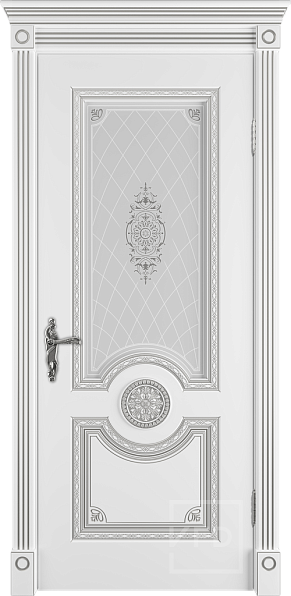 Дверь межкомнатная с патиной Greta Luxe 3D Polar PS Art Cloud, эмаль, цвет белый