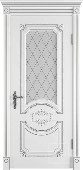 Дверь межкомнатная с патиной Milana 3D Polar PS Art Cloud, эмаль, цвет белый