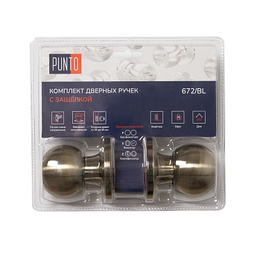 Ручка Punto (Пунто) защелка DK672/BL AB-BK (фик.) бронза