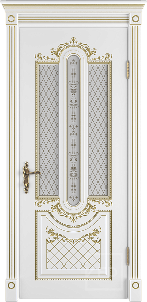 Дверь межкомнатная с патиной Alexandria 3D Polar PG Art Cloud, эмаль, цвет белый