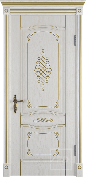 Дверь межкомнатная с патиной Vesta Bianco Classic PG, экошпон, цвет бежевый