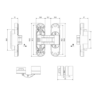 E30200.85.06 (никель) петля AGB (АГБ) ECLIPSE 2.2 (4 накладки в комплекте)