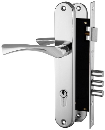 Замок цилиндровый Fuaro (Фуаро) с в комплекте с ручкой LOCKSET.9011 (SET F9011) CP хром